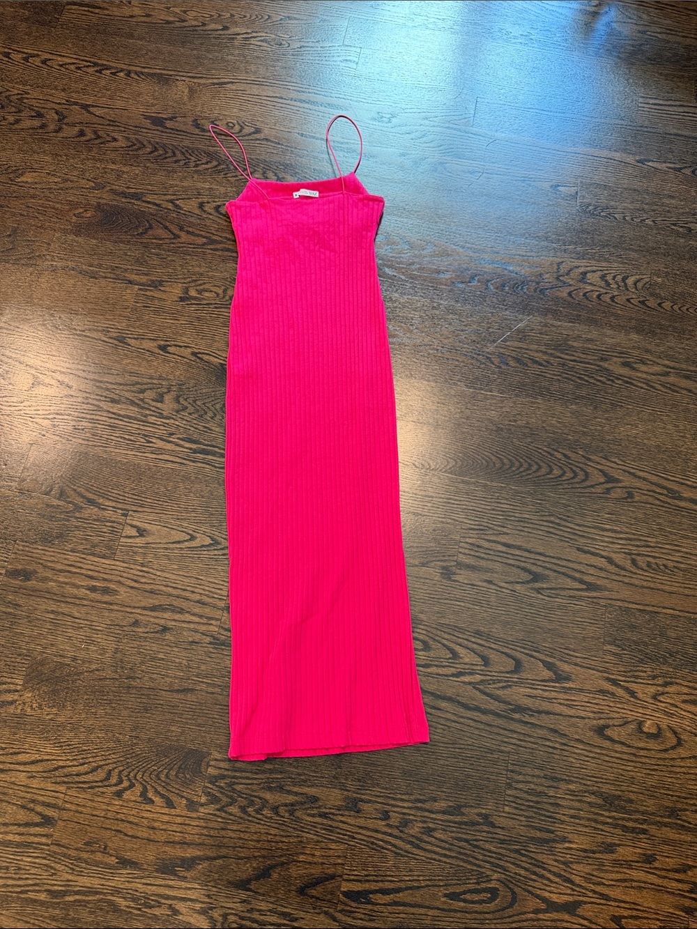 Zara Hot Pink Ribbed Maxi Slip Dress - Picture 2 of 3